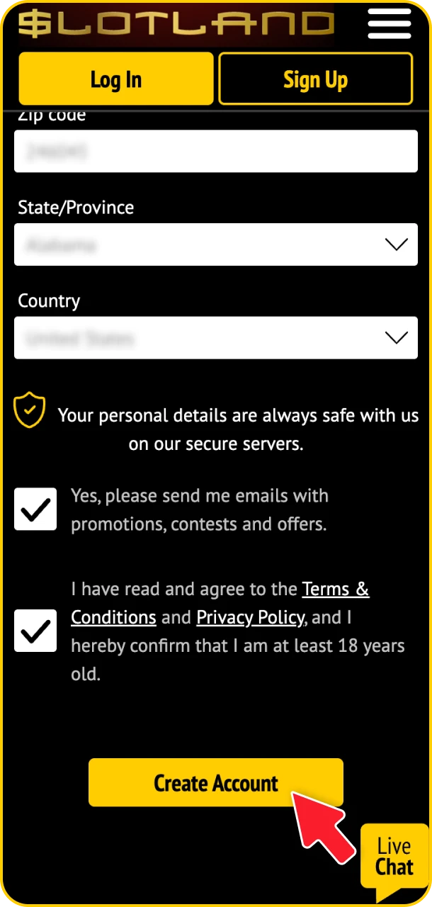 Sign up fast and chase jackpots on Slotland Android.