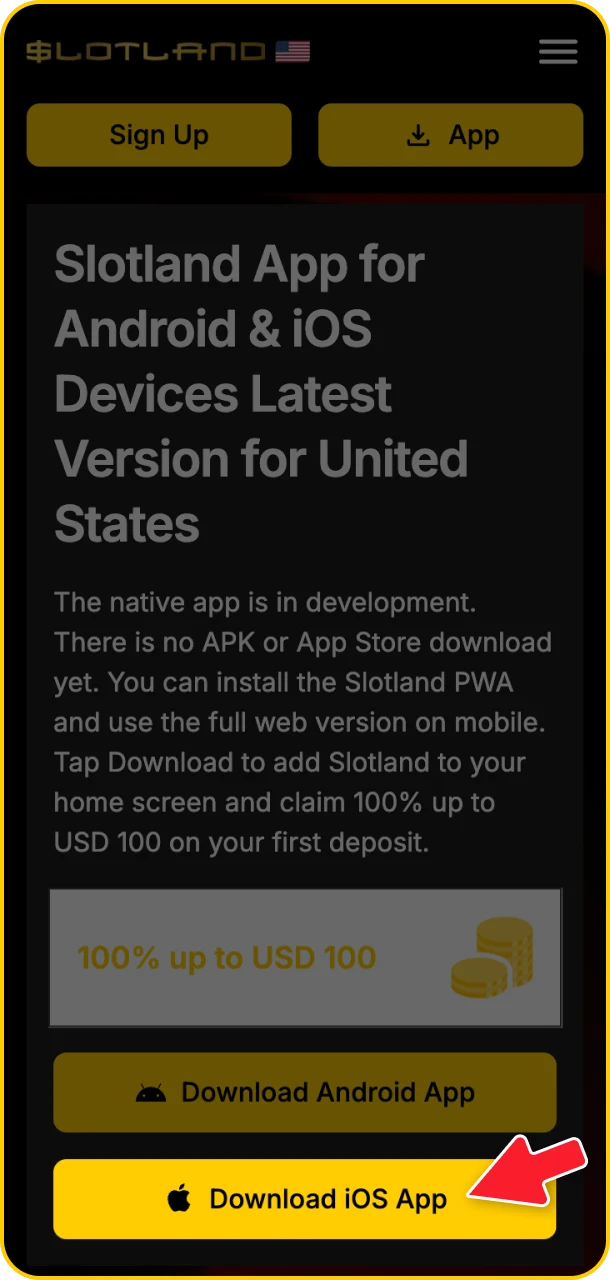 Tap to join and play exciting games at Slotland.