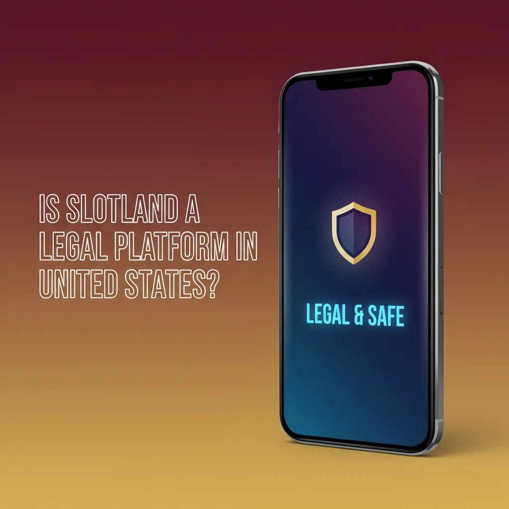 U.S. map showing where Slotland is legal, with license, privacy policy, and responsible gaming tools icons.