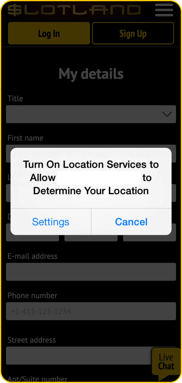 Set your location and play exciting games at Slotland.