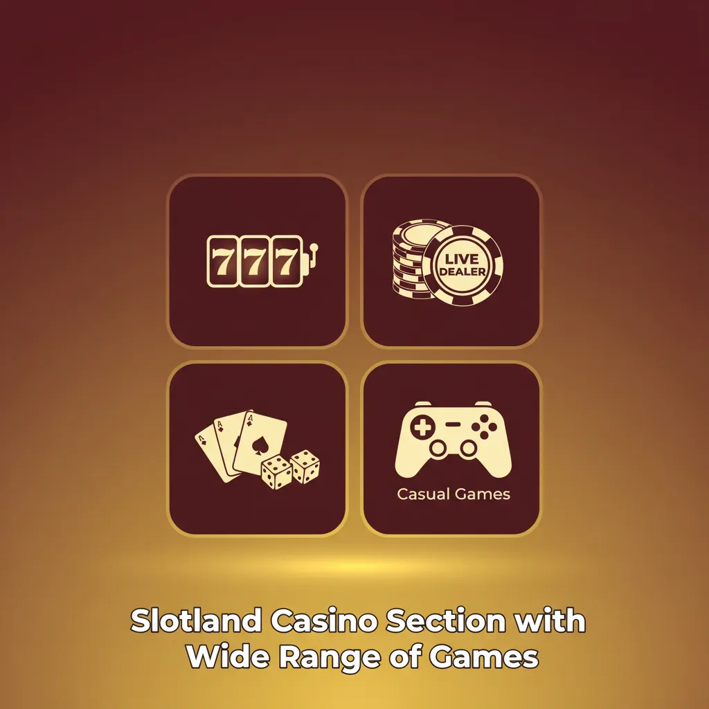 Slotland casino lobby with 2,000+ games, filters and search; slots, jackpots, roulette, blackjack, video poker, crash.