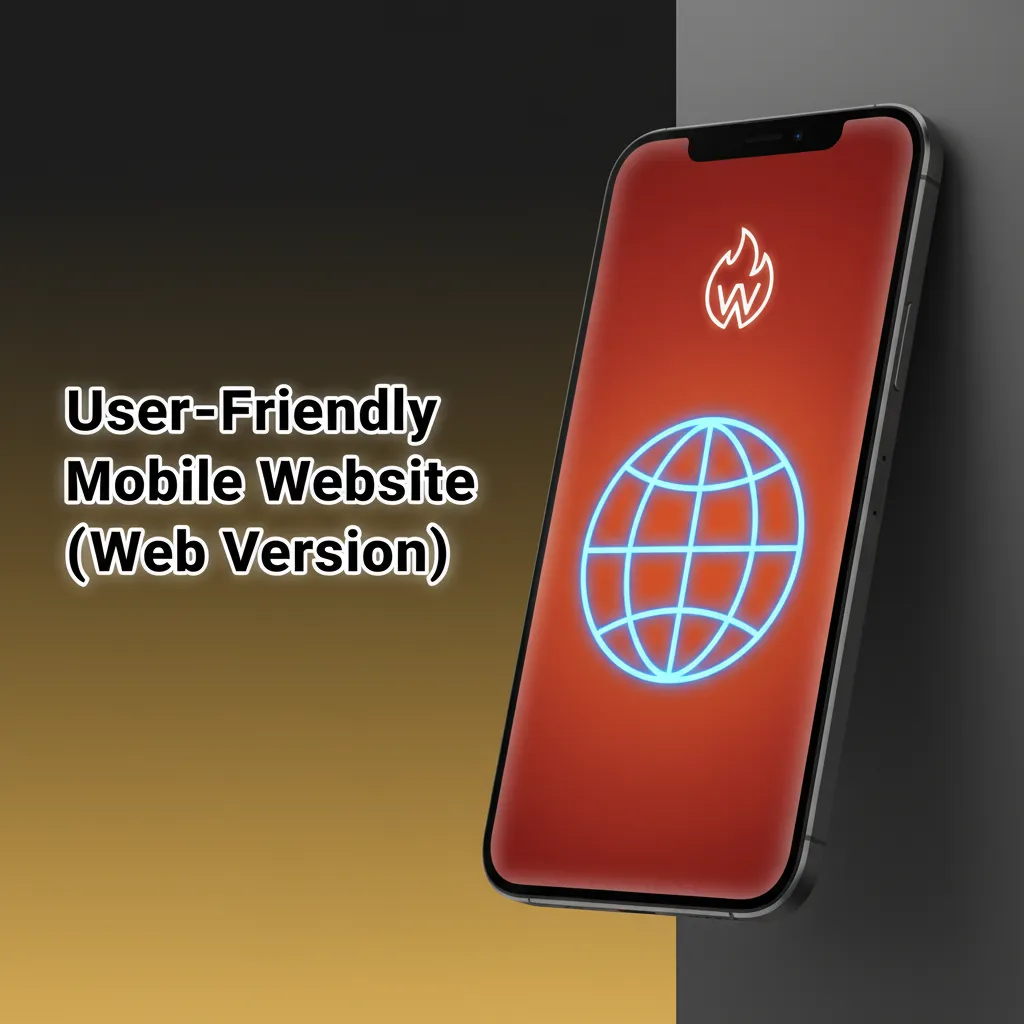 Phone showing user-friendly mobile web version with games, cashier, support; no download; SSL secure; iPhone and Android.