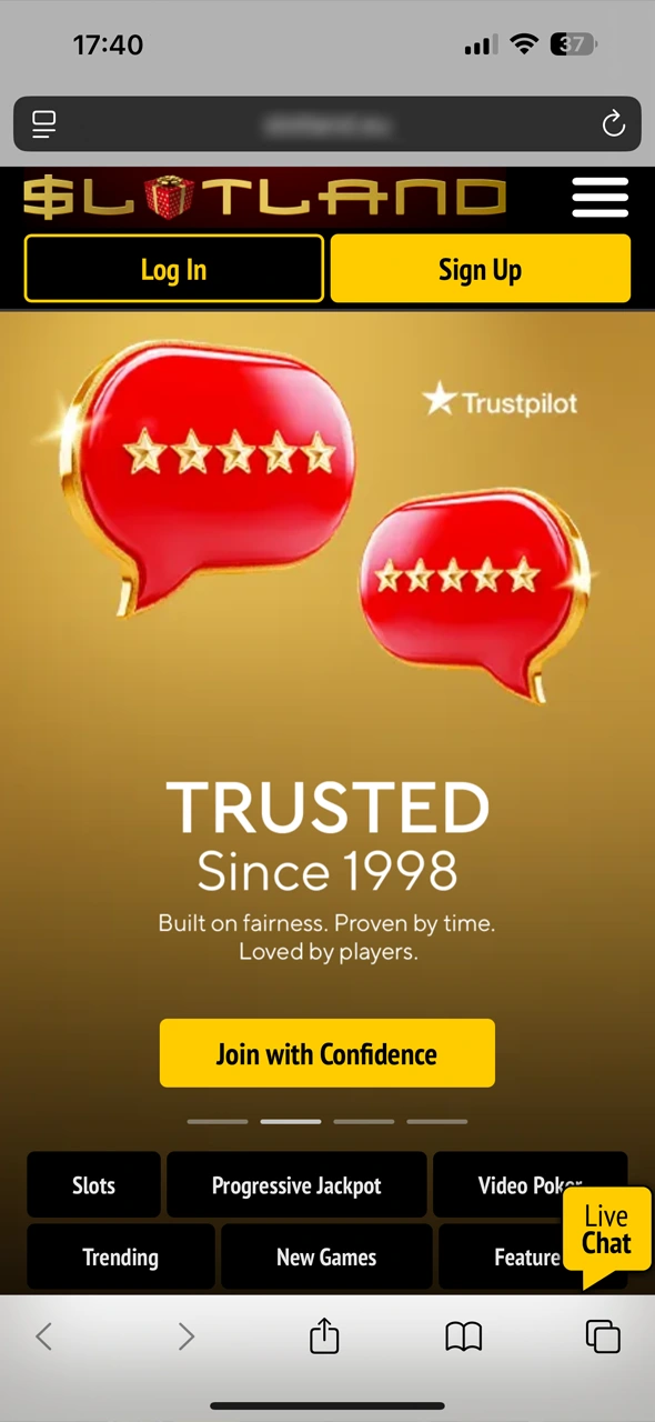 See how to open the Slotland Casino website on iOS.