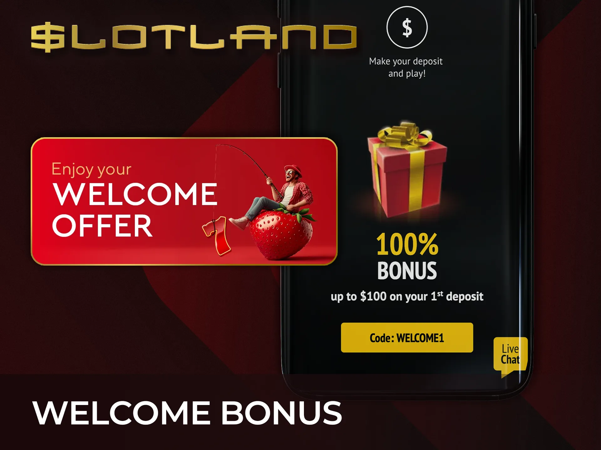 Claim welcome bonuses after installing the Slotland Casino app today.