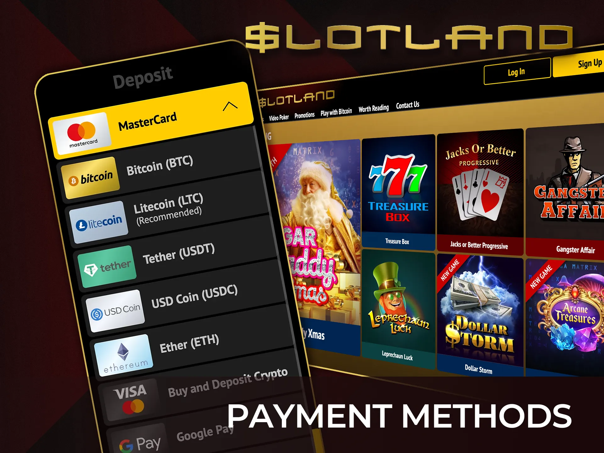 Make deposits and withdrawals easily at Slotland Casino and start playing today.