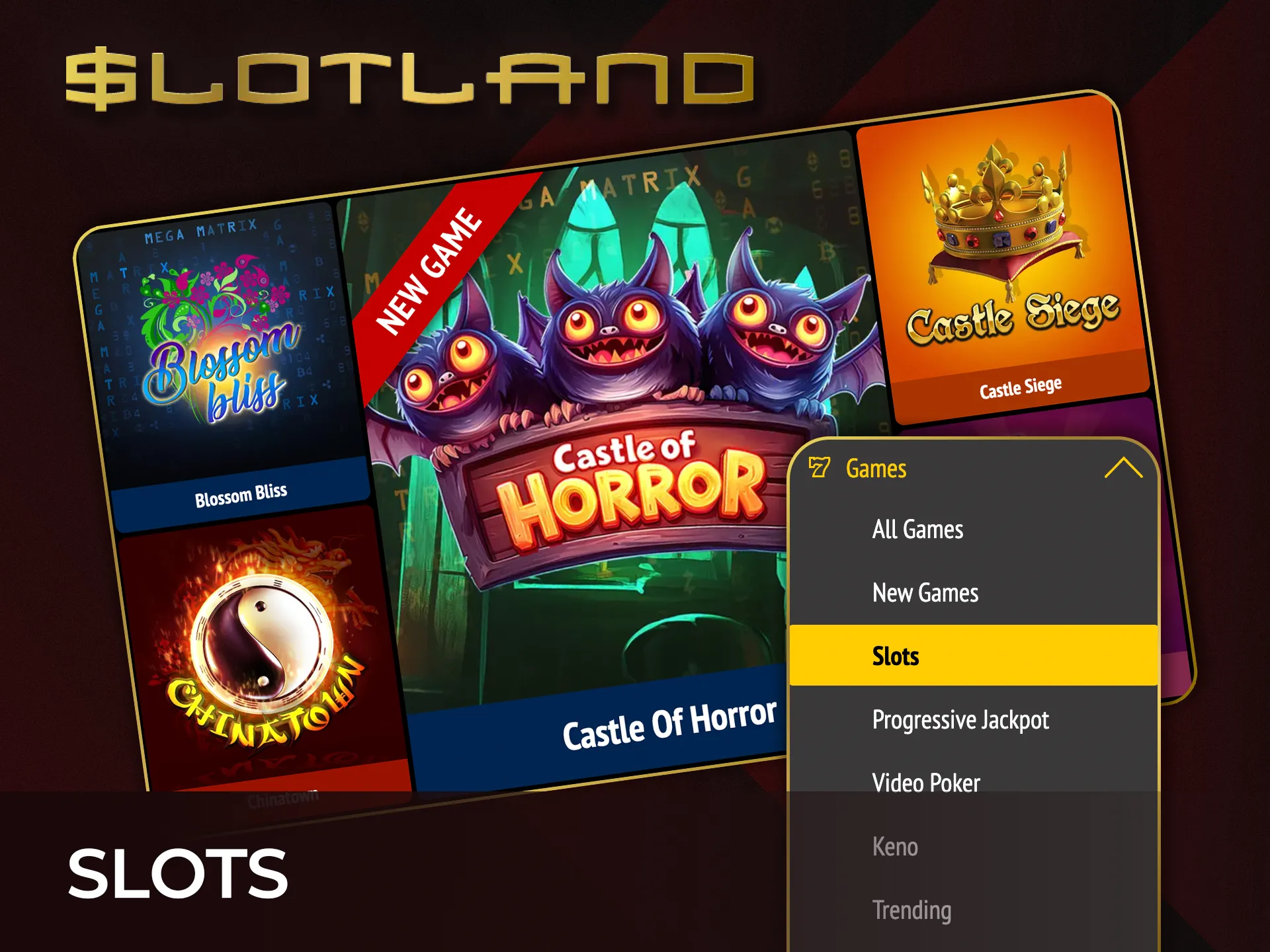 Play exciting slots at Slotland Casino and spin for big wins today.