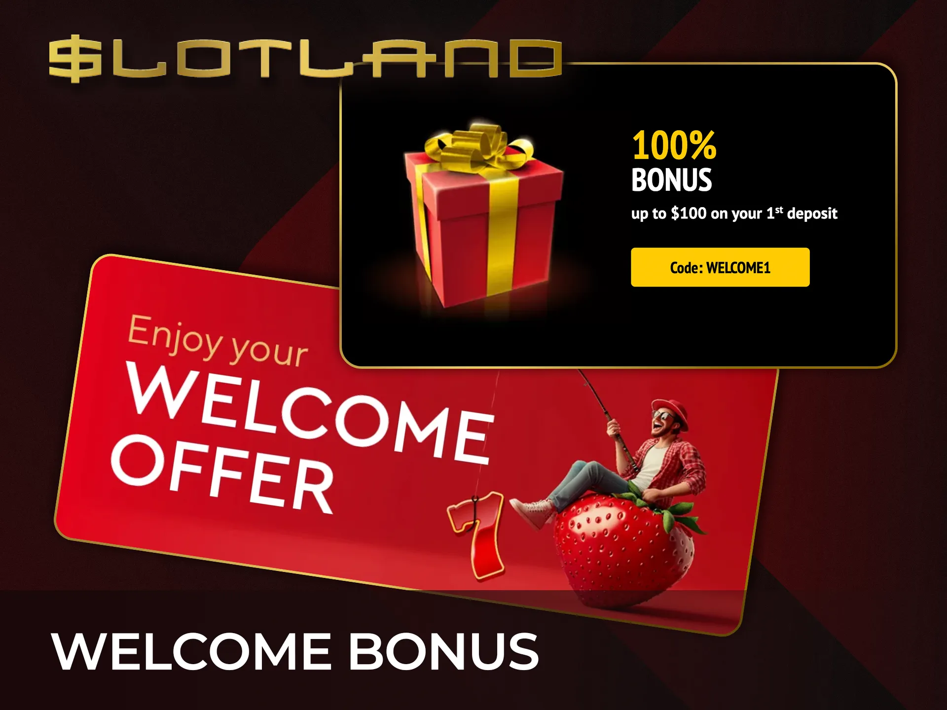 Join Slotland Casino and get a 100% bonus up to USD 100 now.