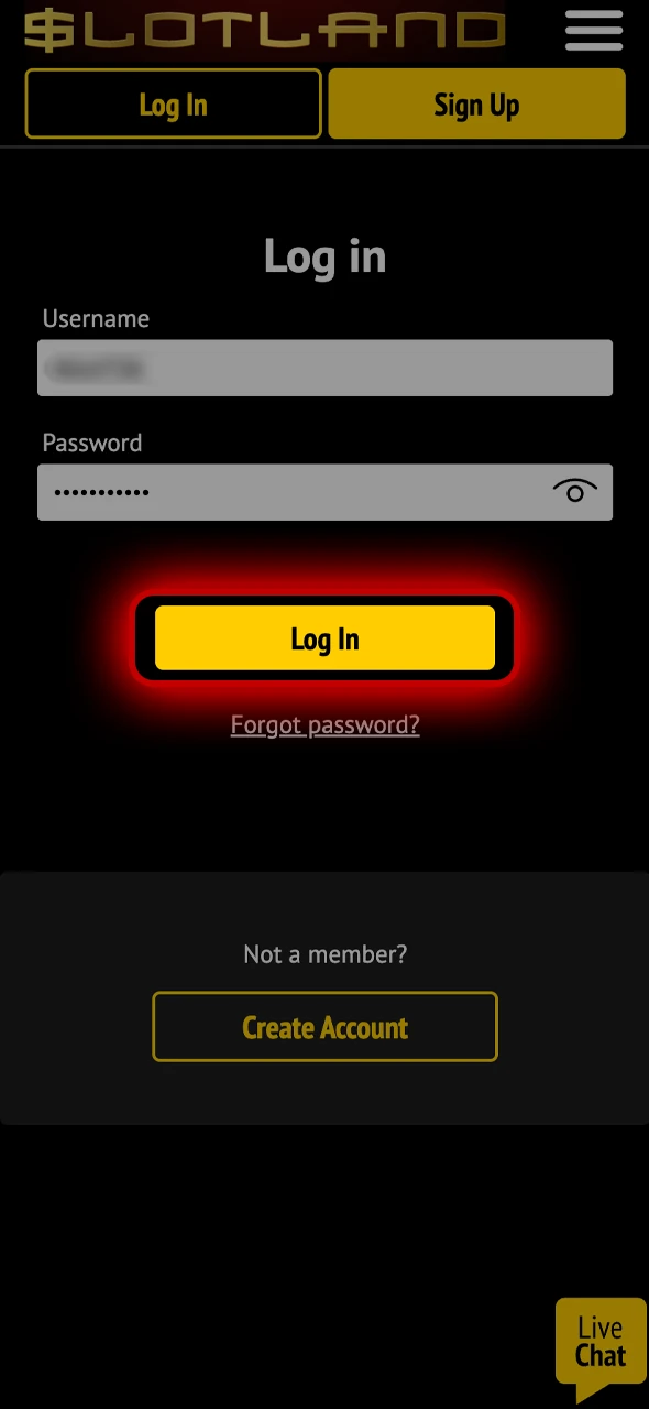 Confirm your login information and enter Slotland immediately.