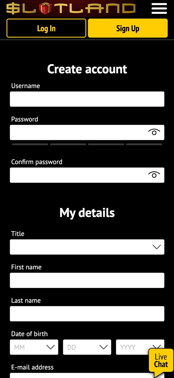 Discover where to sign up at Slotland Casino.
