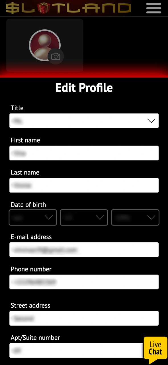 See how to fill in your profile at Slotland Casino.