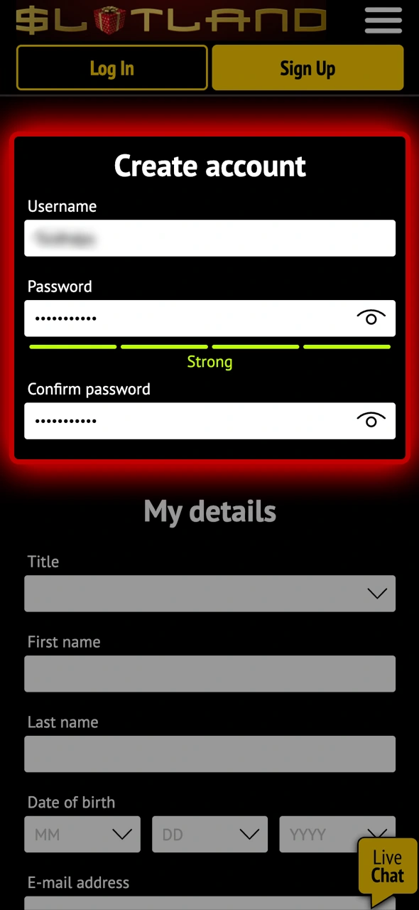 Learn how to create login details at Slotland Casino.